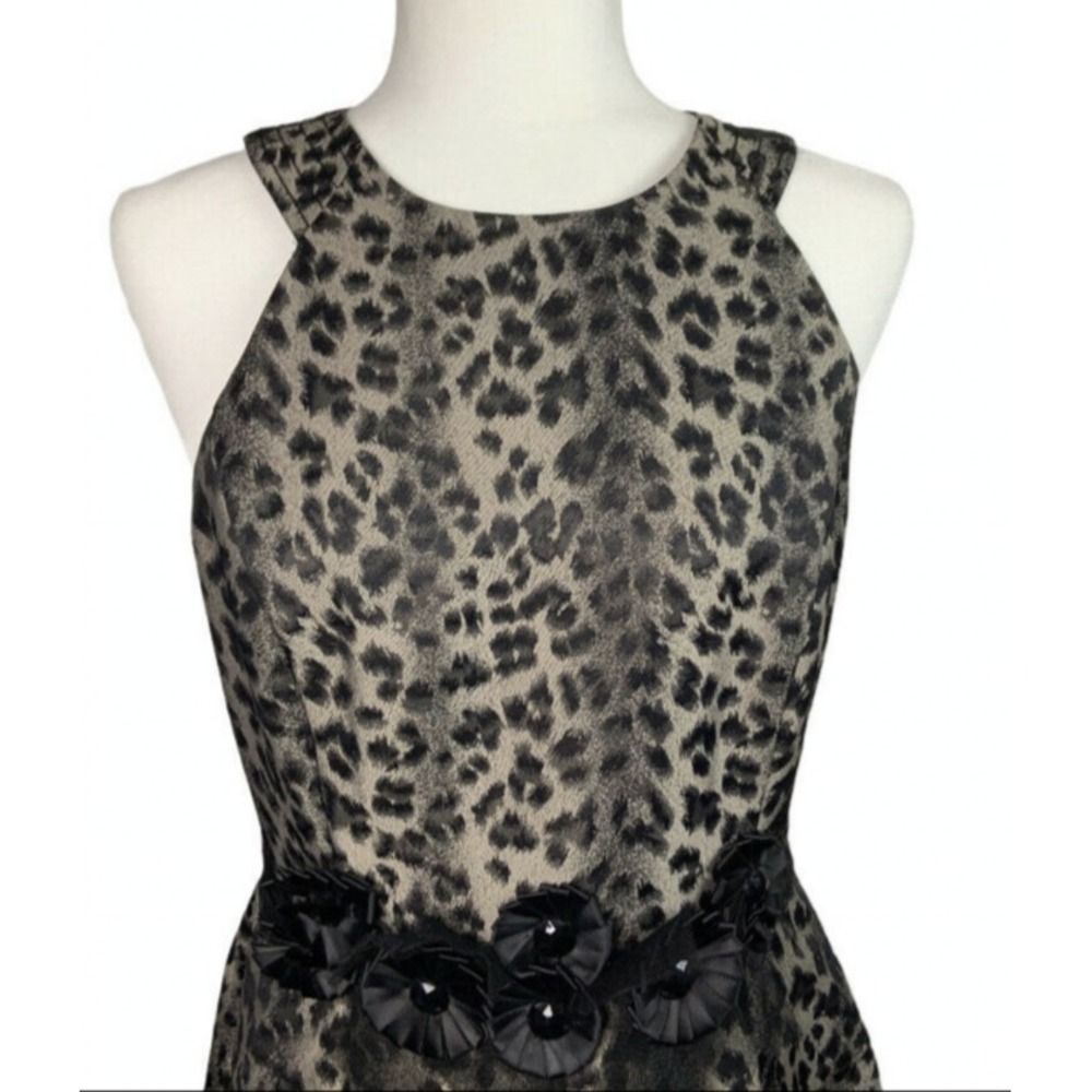 Muse Womens Party Dress Size 10 Lined Animal Print Pleated Sleeveless Back Tie - Picture 9 of 10